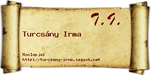 Turcsány Irma névjegykártya